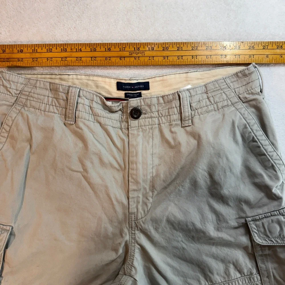 Tommy Hilfiger Mens Tan Khaki Cotton Twill Cargo Shorts Size 36 Utility Casual